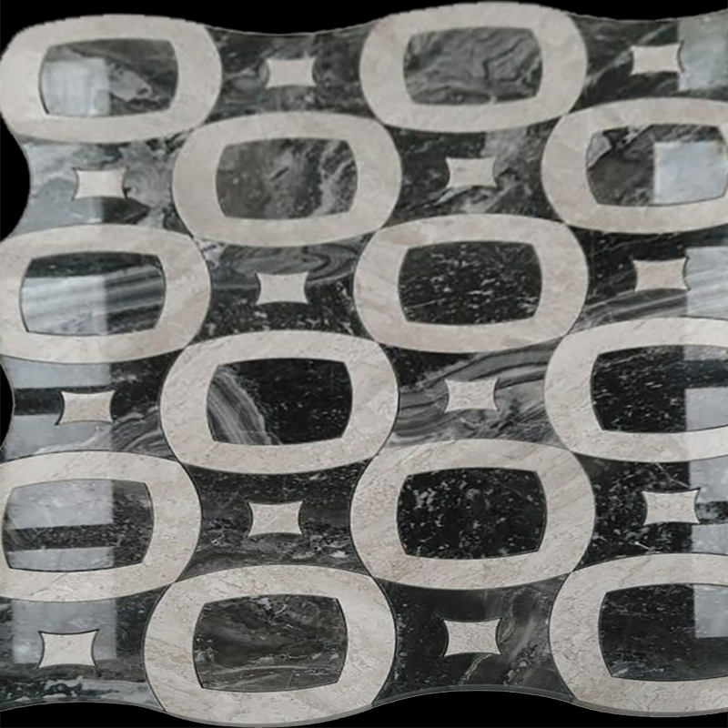 Yin-Yang Circle Mosaic (Black, White & Beige)