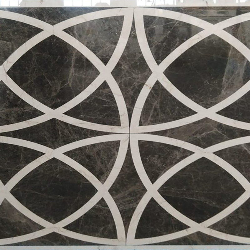 Overlapping Petal Inlay Wall Panel (Dark Marble)