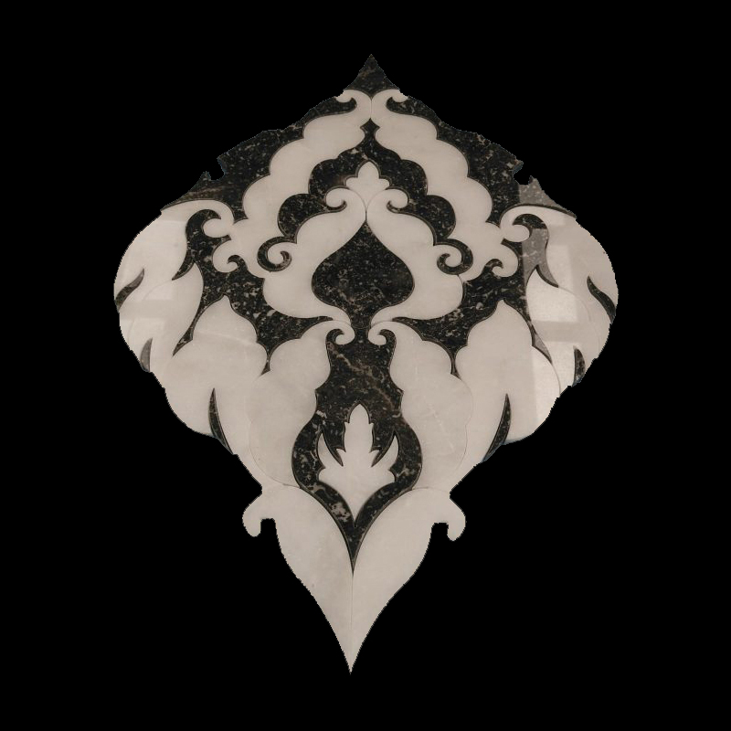 Ottoman Floral Emblem Panel (Black–White Inlay)