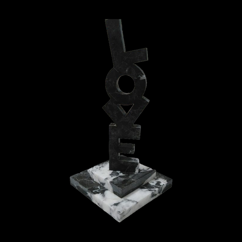 LOVE Sculpture (Black Marble with White Base)